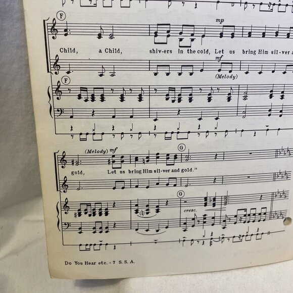 Do You Hear What I Hear SSA Treble Voice Piano Sheet Music 1963 Shawnee Press - Picture 9 of 10